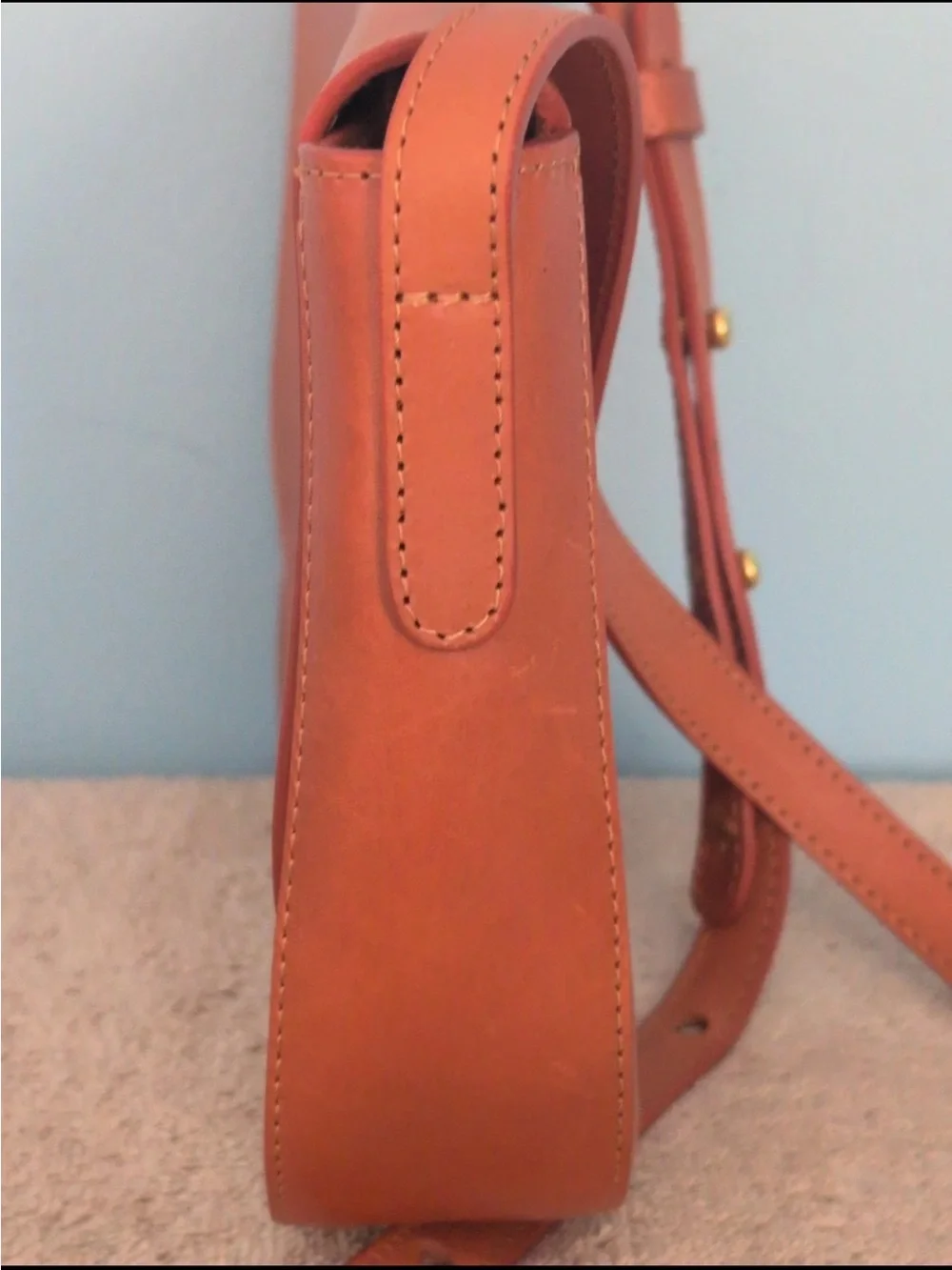 Mansur Gavriel Leather Crossbody Bag — Cognac/Tan